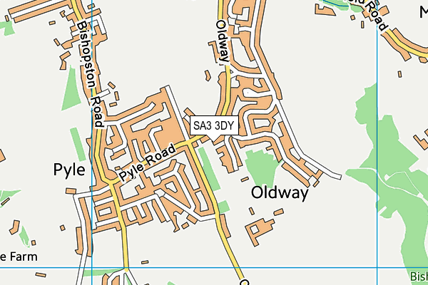 SA3 3DY map - OS VectorMap District (Ordnance Survey)