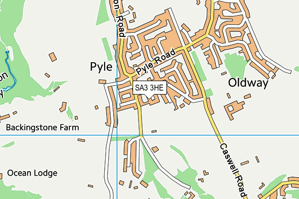 SA3 3HE map - OS VectorMap District (Ordnance Survey)