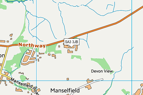 SA3 3JB map - OS VectorMap District (Ordnance Survey)