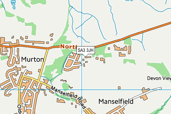 SA3 3JH map - OS VectorMap District (Ordnance Survey)