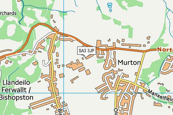 SA3 3JP map - OS VectorMap District (Ordnance Survey)