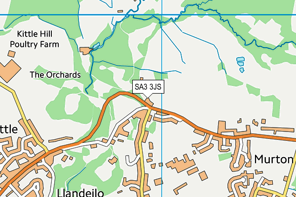 SA3 3JS map - OS VectorMap District (Ordnance Survey)