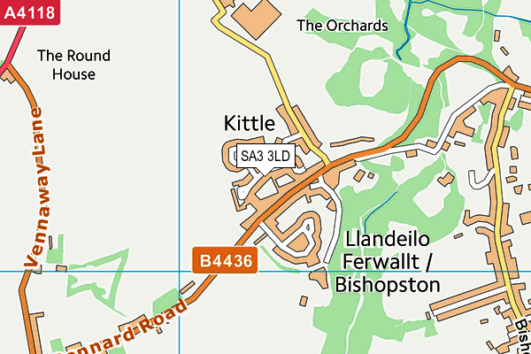 SA3 3LD map - OS VectorMap District (Ordnance Survey)
