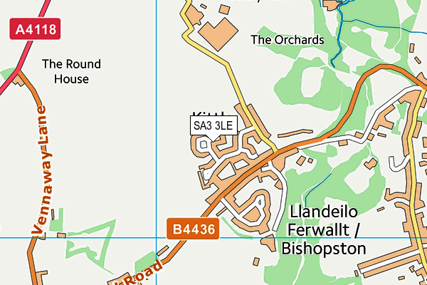 SA3 3LE map - OS VectorMap District (Ordnance Survey)