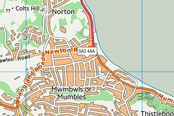 SA3 4AA map - OS VectorMap District (Ordnance Survey)