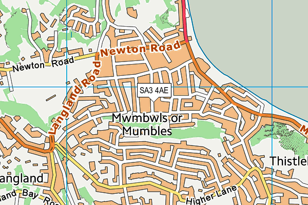 SA3 4AE map - OS VectorMap District (Ordnance Survey)