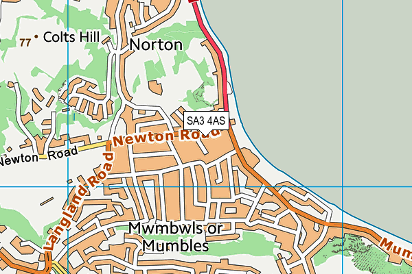 SA3 4AS map - OS VectorMap District (Ordnance Survey)