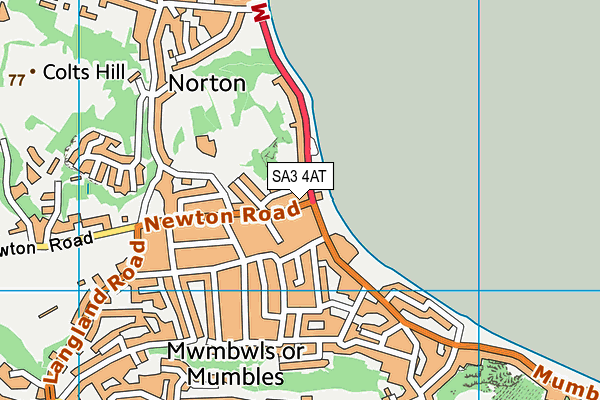 SA3 4AT map - OS VectorMap District (Ordnance Survey)