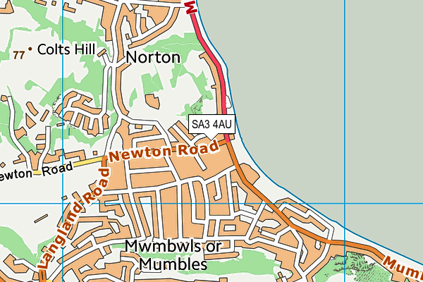 SA3 4AU map - OS VectorMap District (Ordnance Survey)