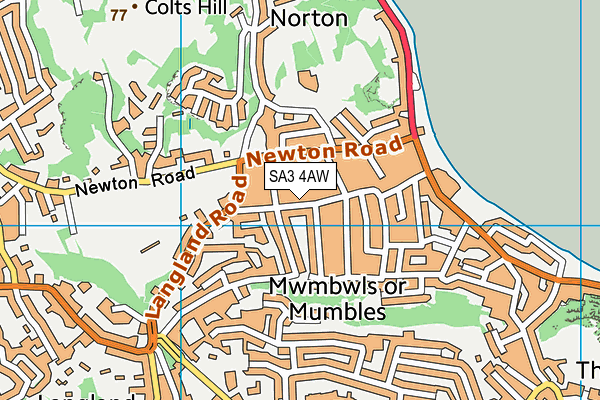 SA3 4AW map - OS VectorMap District (Ordnance Survey)