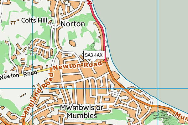 SA3 4AX map - OS VectorMap District (Ordnance Survey)