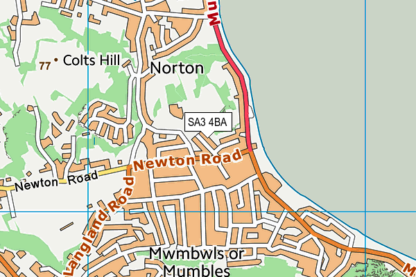 SA3 4BA map - OS VectorMap District (Ordnance Survey)