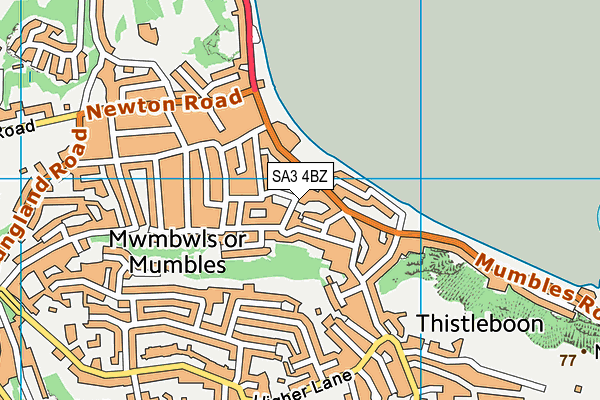 SA3 4BZ map - OS VectorMap District (Ordnance Survey)