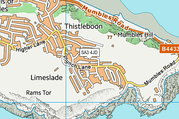SA3 4JD map - OS VectorMap District (Ordnance Survey)