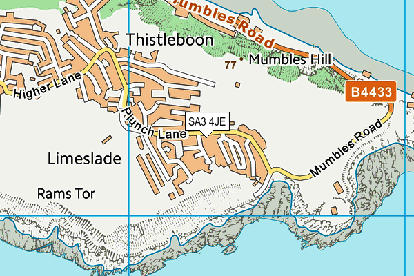 SA3 4JE map - OS VectorMap District (Ordnance Survey)