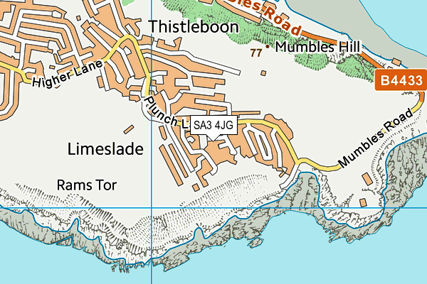 SA3 4JG map - OS VectorMap District (Ordnance Survey)