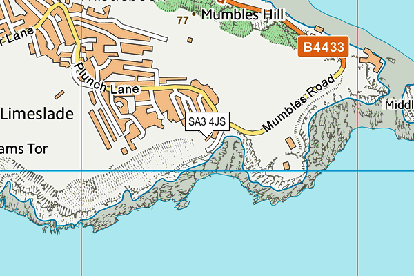 SA3 4JS map - OS VectorMap District (Ordnance Survey)