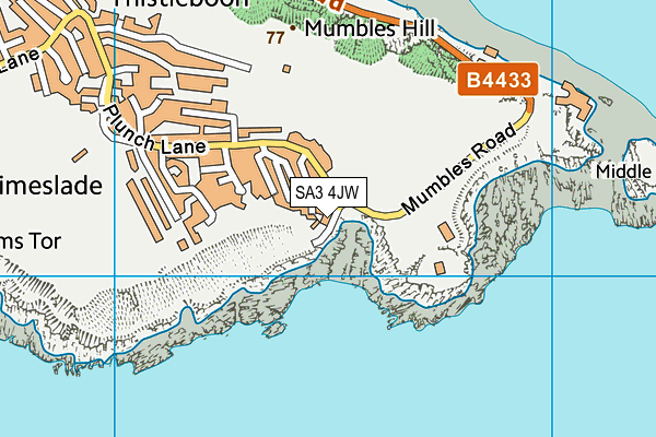 SA3 4JW map - OS VectorMap District (Ordnance Survey)