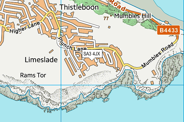 SA3 4JX map - OS VectorMap District (Ordnance Survey)