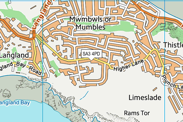 SA3 4PD map - OS VectorMap District (Ordnance Survey)