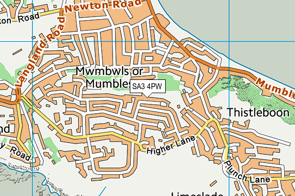 SA3 4PW map - OS VectorMap District (Ordnance Survey)