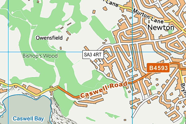 SA3 4RT map - OS VectorMap District (Ordnance Survey)