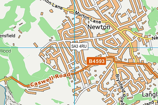 SA3 4RU map - OS VectorMap District (Ordnance Survey)