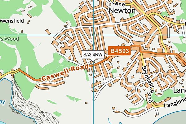 SA3 4RW map - OS VectorMap District (Ordnance Survey)