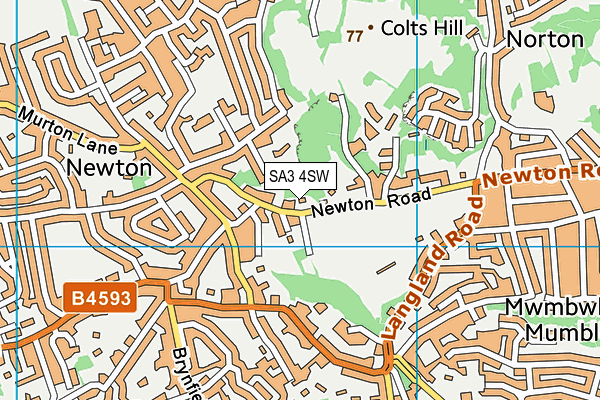 SA3 4SW map - OS VectorMap District (Ordnance Survey)