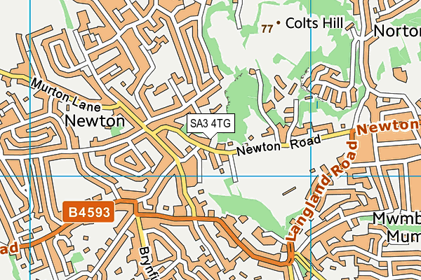 SA3 4TG map - OS VectorMap District (Ordnance Survey)