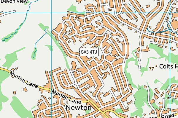 SA3 4TJ map - OS VectorMap District (Ordnance Survey)