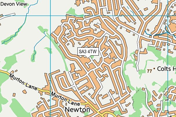 SA3 4TW map - OS VectorMap District (Ordnance Survey)