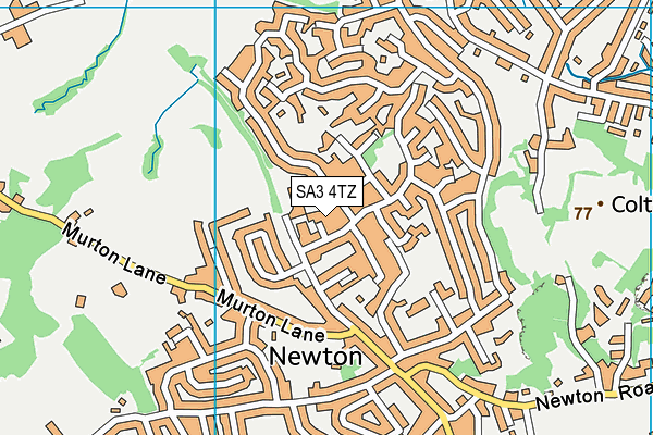 SA3 4TZ map - OS VectorMap District (Ordnance Survey)