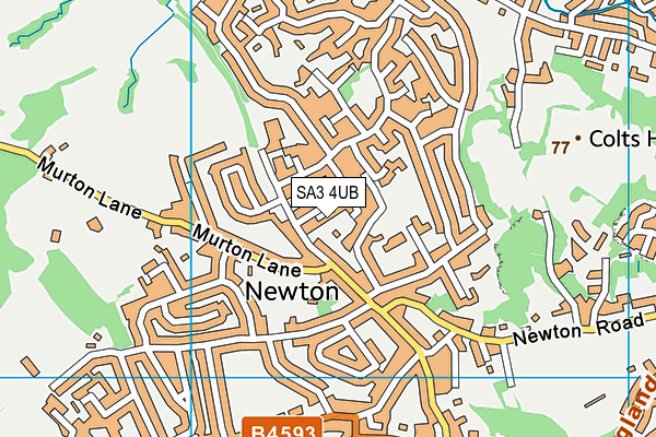 SA3 4UB map - OS VectorMap District (Ordnance Survey)