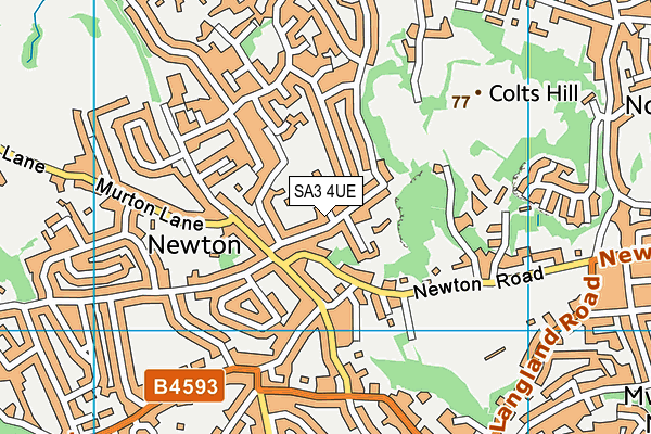 Newton Primary School map (SA3 4UE) - OS VectorMap District (Ordnance Survey)