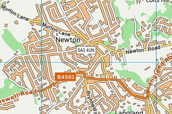 SA3 4UN map - OS VectorMap District (Ordnance Survey)