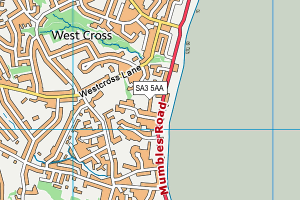 SA3 5AA map - OS VectorMap District (Ordnance Survey)