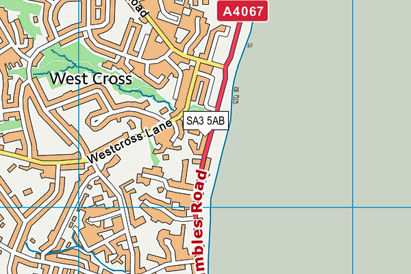 SA3 5AB map - OS VectorMap District (Ordnance Survey)