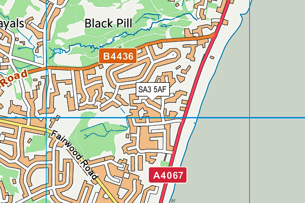 SA3 5AF map - OS VectorMap District (Ordnance Survey)