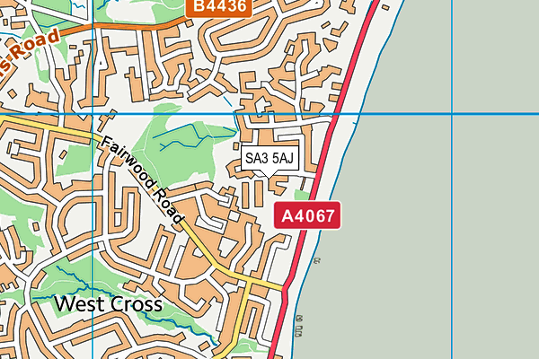 SA3 5AJ map - OS VectorMap District (Ordnance Survey)
