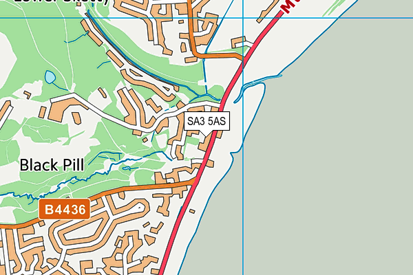 SA3 5AS map - OS VectorMap District (Ordnance Survey)