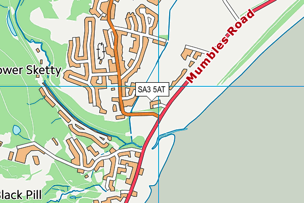 SA3 5AT map - OS VectorMap District (Ordnance Survey)