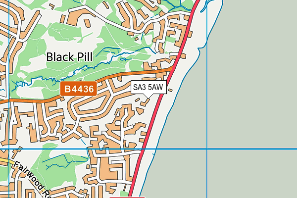 SA3 5AW map - OS VectorMap District (Ordnance Survey)