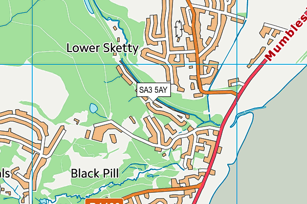 SA3 5AY map - OS VectorMap District (Ordnance Survey)