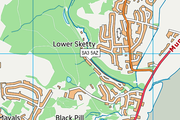 SA3 5AZ map - OS VectorMap District (Ordnance Survey)