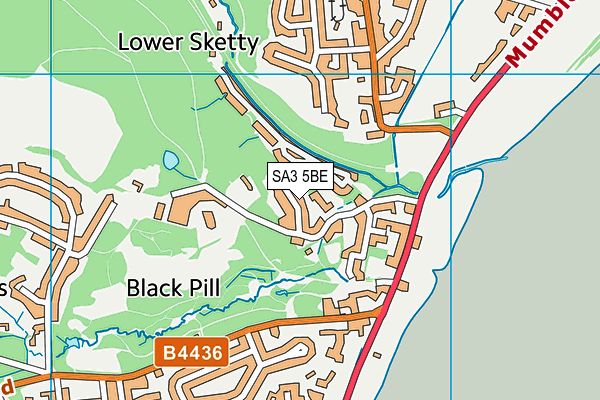 SA3 5BE map - OS VectorMap District (Ordnance Survey)