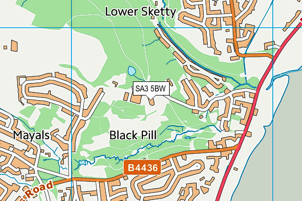 SA3 5BW map - OS VectorMap District (Ordnance Survey)