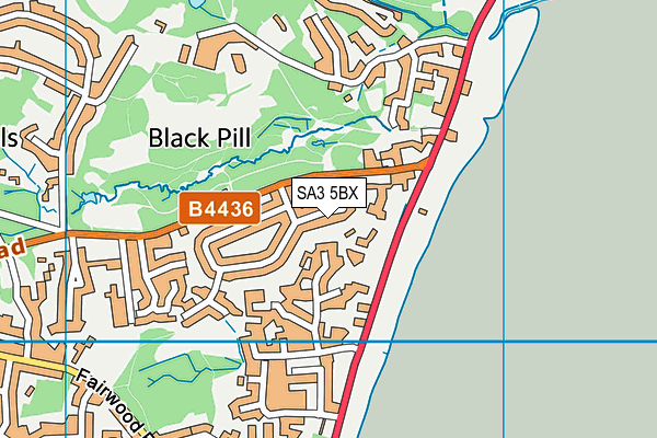 SA3 5BX map - OS VectorMap District (Ordnance Survey)