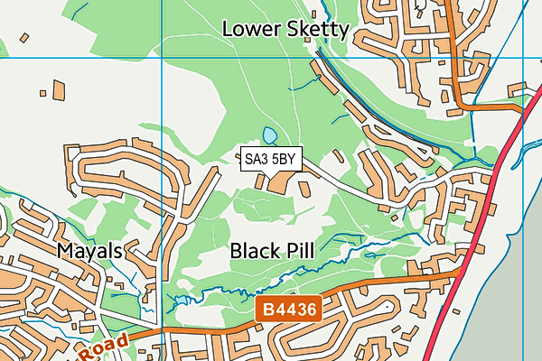 SA3 5BY map - OS VectorMap District (Ordnance Survey)