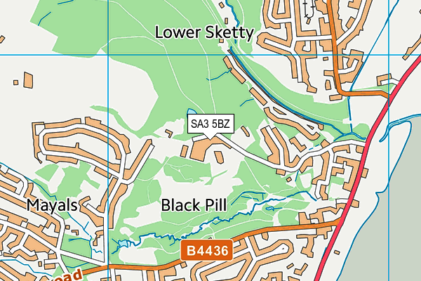 SA3 5BZ map - OS VectorMap District (Ordnance Survey)